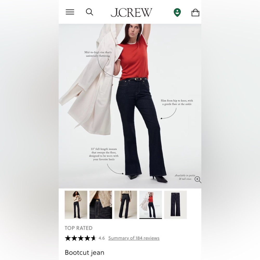 J.Crew bootcut Jeans (Resin dark wash) NWOT